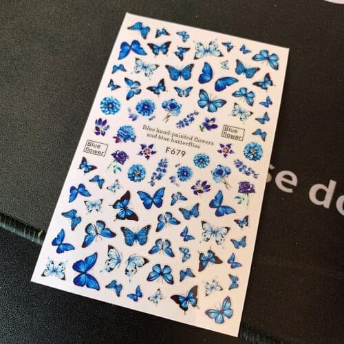 D038-D052 10PCS Butterfly Brand Designer Nail Sticker Luxury Brand Logo Nail Art Applique Golden Nail Slide 2021