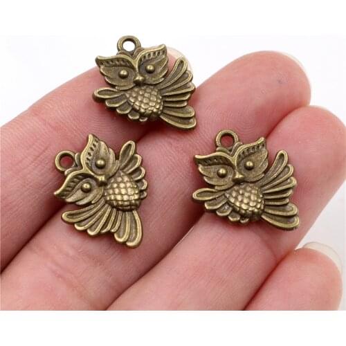 20x17mm 15pcs Antique Bronze Plated Owl Handmade Charms Pendant:DIY for bracelet necklace-R4-31