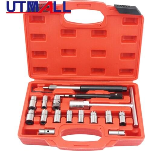 5PC 7PC 10PC 17PC Diesel Injector Seat Cutter Cleaner Tool Set Carbon Remover