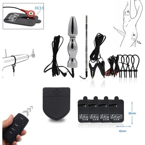 Electro Shock Anal Plug Penis Plug Cock Rings Massage Pad Nipple Clamps Medical Themed Toys For Men Electric Stimulate Sex Toys