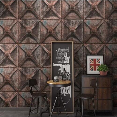 Beibehang Personality retro industrial style three-dimensional retro iron wallpaper restaurant personality background wall