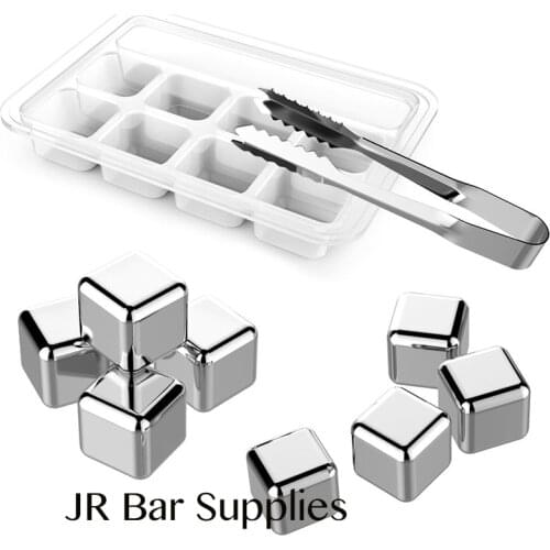 Free Shipping Stainless Steel Whiskey Stones Cube Glacier With Plastic Storage Box Tongs Chilling Reusable Whiskey Ice Cubes