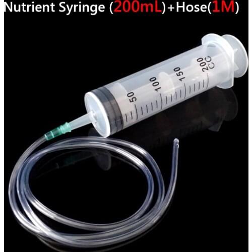 1Pc Large Measuring Syringe 200ml Plastic Syringe With 100cm Clear Tube For Measuring Nutrient Motoring Applications