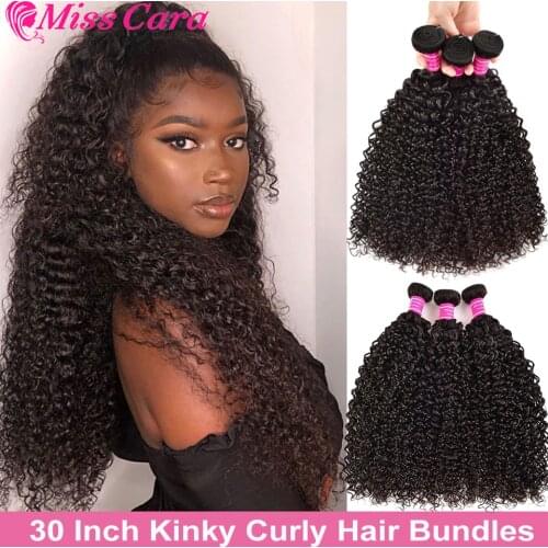 Misscara Brazilian Kinky Curly Hair 1/3/4 Bundles Deep Curly Hair Weaves 26 28 30 Inch Natural Remy Human Hair Extensions