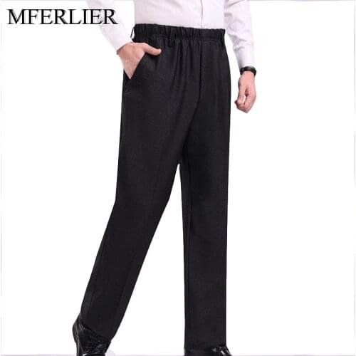 Spring Autumn men pants Plus size 5XL 6XL 7XL 8XL 9XL 10XL 10XL 11XL 12XL 13XL waist 150cm black color Loose men pants