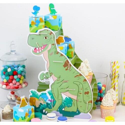 Dinosaur Party Cake Topper Birthday Dinosaur Favor Boxes Glitter Centerpiece Paper Cups Decorations Party Supplies Custom-made B