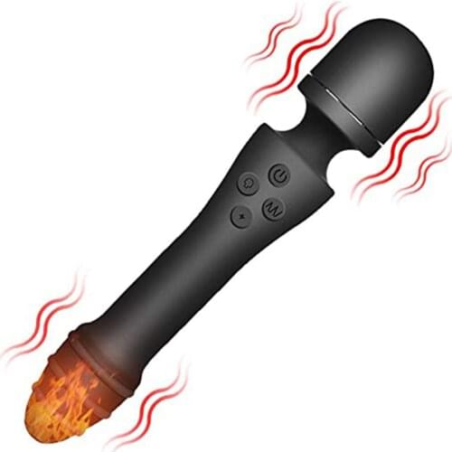 Double Vibrating G-spot Heating Silicone Vibrator Wand Massager Sex Toys for Woman