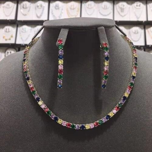 HIBRIDE New Design luxury AAA Zircon Square Shape Necklace Pendant Set for women High Quality Party Jewelry Wedding N-163