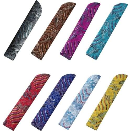Chinese Classical Hand Fan Cover Bag Vintage Embroidery Wave Clouds Heldheld Folding Fan Sleeve Protector Pouch Pocket QX2E