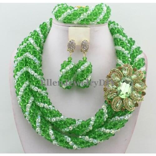 Handmade Statement Necklace Chunky necklace Wedding Jewelry Sets Nigerian Beaded Wedding Bridal Necklace Jewelry Set W12550