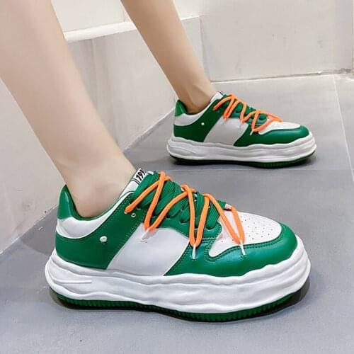 Lucyever Breathable Mesh Sneakers Women Round Toe Lace-Up Chunky Platform Vulcanized Shoes Female Autumn Casual Sports Shoes