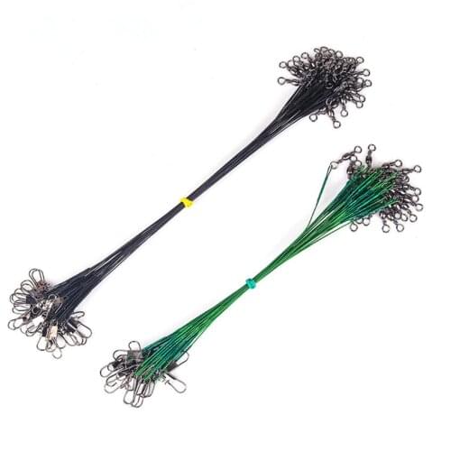20PCS/lot Anti Bite Steel Fishing Line Steel Wire Leader With Swivel Fishing Accessory Lead Core Leash Fishing Wire 15CM-30CM