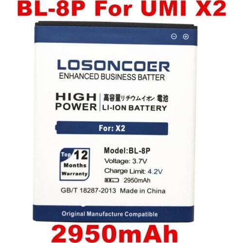 LOSONCOER 2950mAh BL-8P For UMI X2 VOTO X2 S5002 V5 DNS BL 8P BL8P Phone Battery+Tracking Number