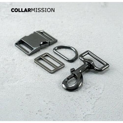Metal buckle+Tri-Glid+D ring+metal dog clasp/set)retailing 30mm for high quality pet collar leash set harness DIY accessoies
