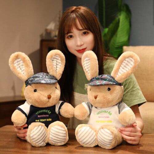 38/48cm Kawaii Rabbit wear Clothes Plush Toys Trendy Rabbit Dolls Soft Stuffed Animal Pillow for Child Girls Birthday Gifts