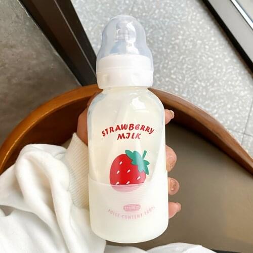 Girl Heart Cartoon Female Pacifier Mini Glass Cup Korean Version Baby Water Bottle Super Cute Female Adult Student Straw Bottle