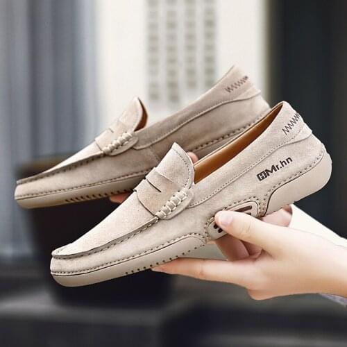 Fashion Suede Leather Men Shoes Brand Formal Casual Mens Driving Shoes Loafers Moccasins Soft Flats Breathable Slip on Boat Shoe