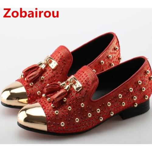 Zobairou mens classic shoes blue spiked loafers men slipon hidden heel shoes for men velvet party wedding dress shoe lasts