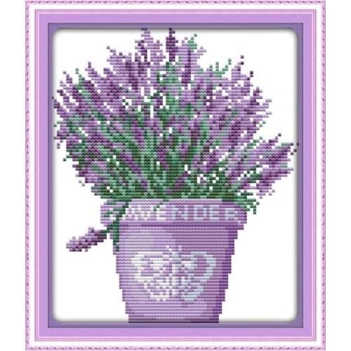 Lavender plants cross stitch kit cartoon 14ct 11ct count print canvas stitches embroidery DIY handmade needlework plus