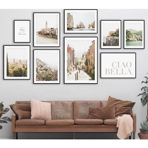 Santorini Waterfront Building Sea Stairs Wall Art Canvas Painting Nordic Posters And Prints Wall Pictures For Living Room Decor