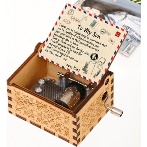 NEW Music Box LOVE MOM DAD To Wife Son Daughter Wooden Hand Christmas Birthday Valentines Day Gift Engraved Loves Decor