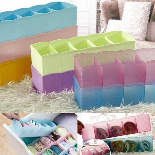 5 Grid Organizer Tie Bra Socks Drawer Cosmetic Divider Plastic Storage Box Plastic Storage Boxes