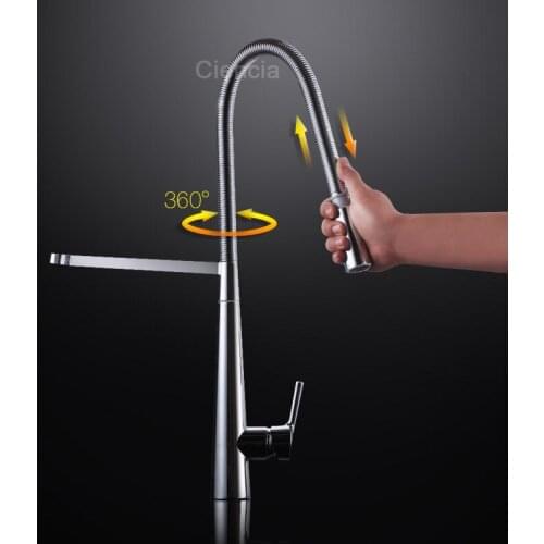 Copper hot and cold drawing kitchen faucet expansion spring faucet rotating sink faucet vegetable basin faucet Ciencia