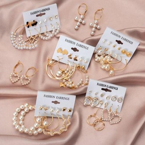 2021 Trend New Simple Korean Plain Pearl Hoop Earrings For Women Statement Unique Gold Metal Love earing Fashion Brincos Jewelry