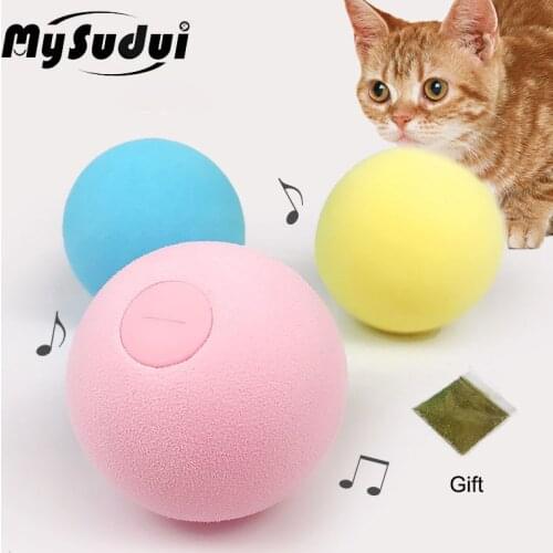 Smart Cat Toys Squeaky With Catnip Teaser Play Ball For Cats Funny Interactive Toy Goods For Animals Kitten Molar Training