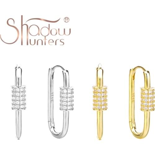 SHADOWHUNTERS Real 925 Sterling Silver Wheel Axle Charm Oval Huggies Hoop Earrings With Zircon For High Quality Women Jewelry