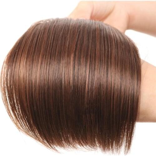 Dark Brown/ Black Synthetic Bang Girls Hair Bangs High Temperature Fiber Hairpieces for Women Two Clips In Fringe