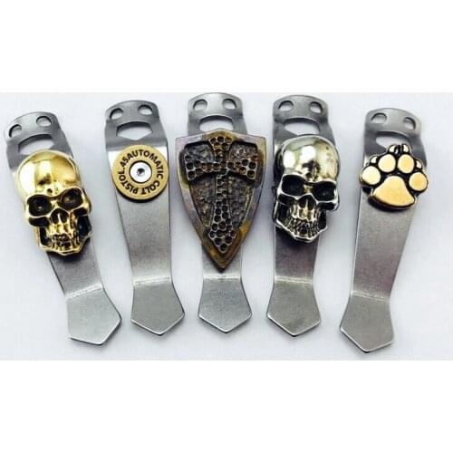 Titanium Alloy Steel Flame Flashlight Back Clip For BOSS OKLUMA Barrel Flashligh MCG Jeff Hanko Machine Works Pattern Skull Fire