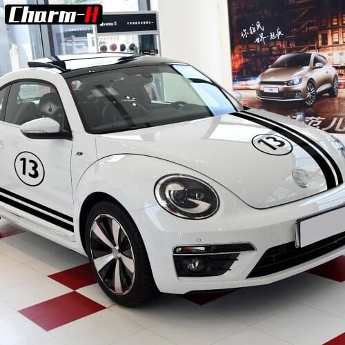 Car Styling Set Hood Roof Side Dual Stripes Body Vinyl Decal for Volkswagen Beetle 2011-Present Stickers Accessories