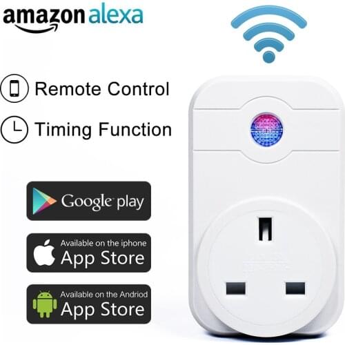WiFi Smart UK England Type G Plug Switch Outlet Socket Work w/ Alexa Google Home Remote Control