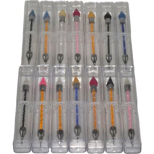 1PC Dual Heads Acrylic Metal Dotting Wax Pen Crystal Rhinestones Picker Nail Art Studs Dotter DIY Point Drill Tools