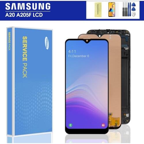 100% Test 6.4'' LCD For Samsung Galaxy A20 A205 A205F A205M LCD Screen Display Touch Screen Digitizer Assembly Black Color