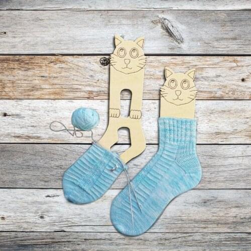 2pcs Wood Lovely Cat Sock Form Blocker Stretcher Cat Lady Gift Hand Knit Socks