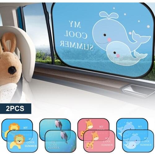 2Pcs Universal Car Window Sunshade Cute Cartoon Car Styling Curtain Visor Anti-UV Block Heat Car Window Baby or Kids Sun Shades
