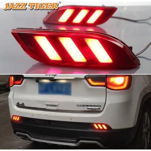 2-in-1 Functions Car LED Rear Fog Lamp Brake Light Rear Running Bumper Decoration Lamp For Jeep Compass 2016 - 2020