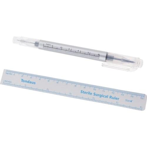 2 Ends Skin Marker Pen Ruler Set Scribe Tool Permanent Makeup Supply