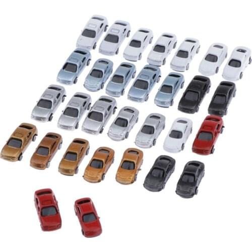 30pcs Painted Model Cars Miniature Model Car Building Train Layout Scale Z (1 to 200)