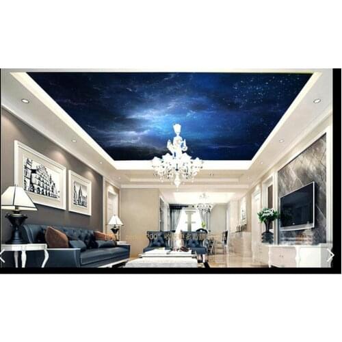 3D wallpaper custom 3d ceiling wallpaper murals Blue star condole carries on the universe 3d living room photo wallpaper