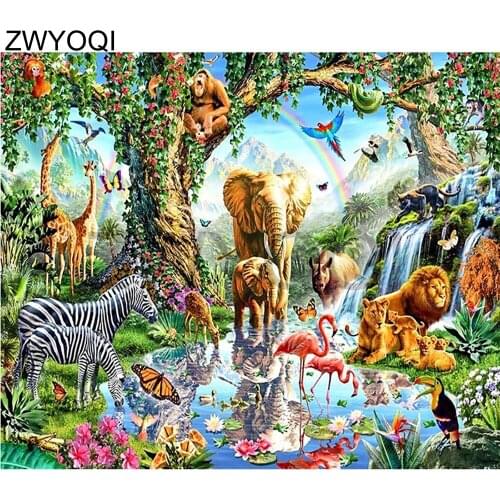 Full Round Diamond embroidery Zebra lion Full Square Diamond painting Cross stitch Zebra lion monkey giraffe DIY Diamond mosaic