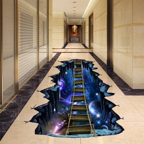 Large 3D Cosmic Space New Wall Sticker Galaxy Star Bridge Home Decoration for Kids Room Floor Living Room Wall Decals Home Decor