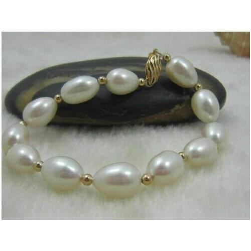 NATURAL AAA SOUTH SEA 10-11MM WHITE PEARL BRACELET 7.5-8"