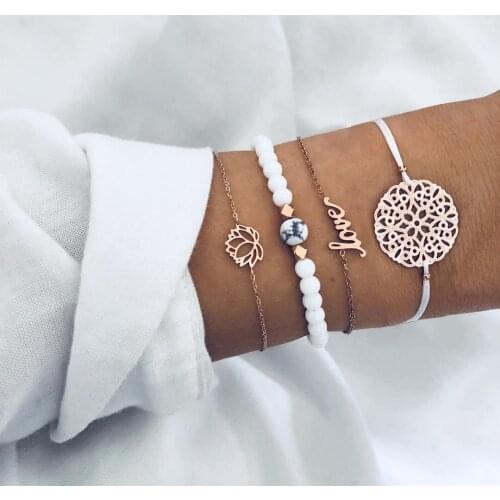 Europe and the United States exclusively love geometric woven bracelet hollow disc lotus jewelry for women female wholesale