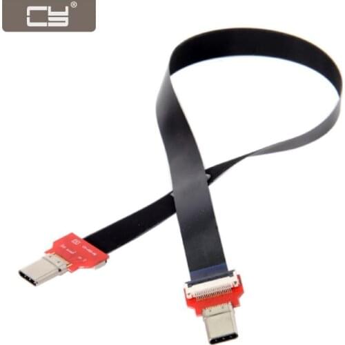 CY 20cm FPC Flat USB 3.1 Type-C USB-C Male to Male Data Cable for Laptop & Phone & Drive