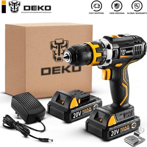 DEKO GCD20DU2 20V MAX Cordless Drill Electric Screwdriver Mini Drill Power Tools 100% Original Factory Free Tax Home DIY