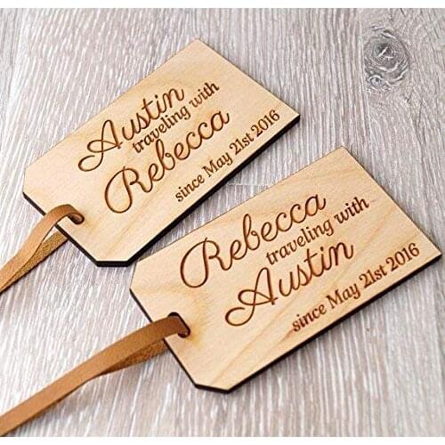 Wooden luggage tags, personalized wood tags, wedding gift idea, travel tags, suitcase tag