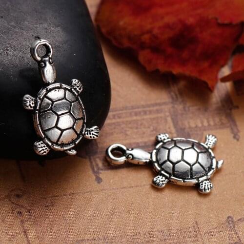 DoreenBeads Ocean Jewelry Zinc Based Alloy silver color Boho Chic 3D Charms Tortoise DIY Components 19mm x 12mm( 4/8"), 50 PCs